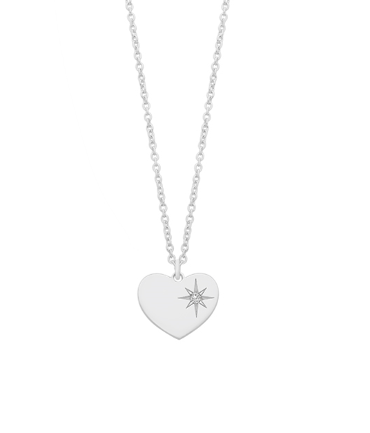 Sterling Silver Diamond Heart Pendant with Chain