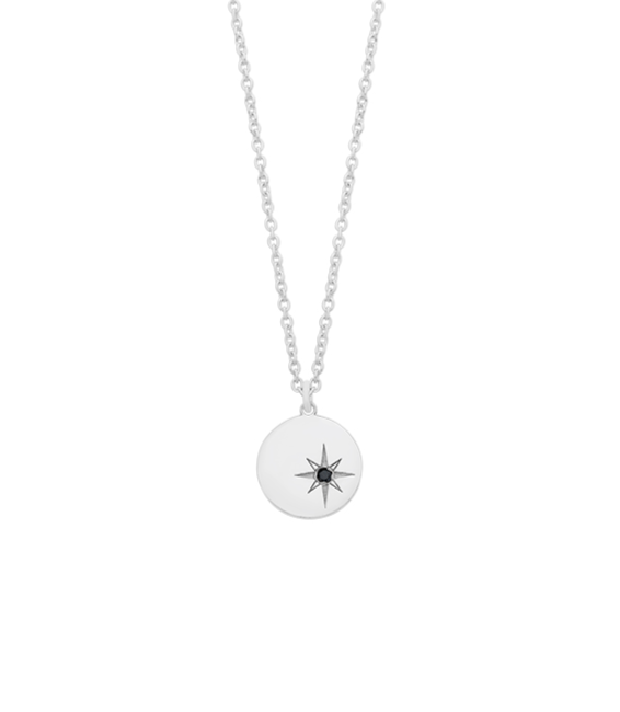 Stg Silver Black Diamond Pendant with chain
