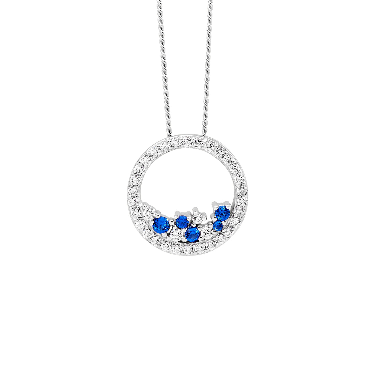 Sterling Silver Cubic Zirconia Open Circle Pendant