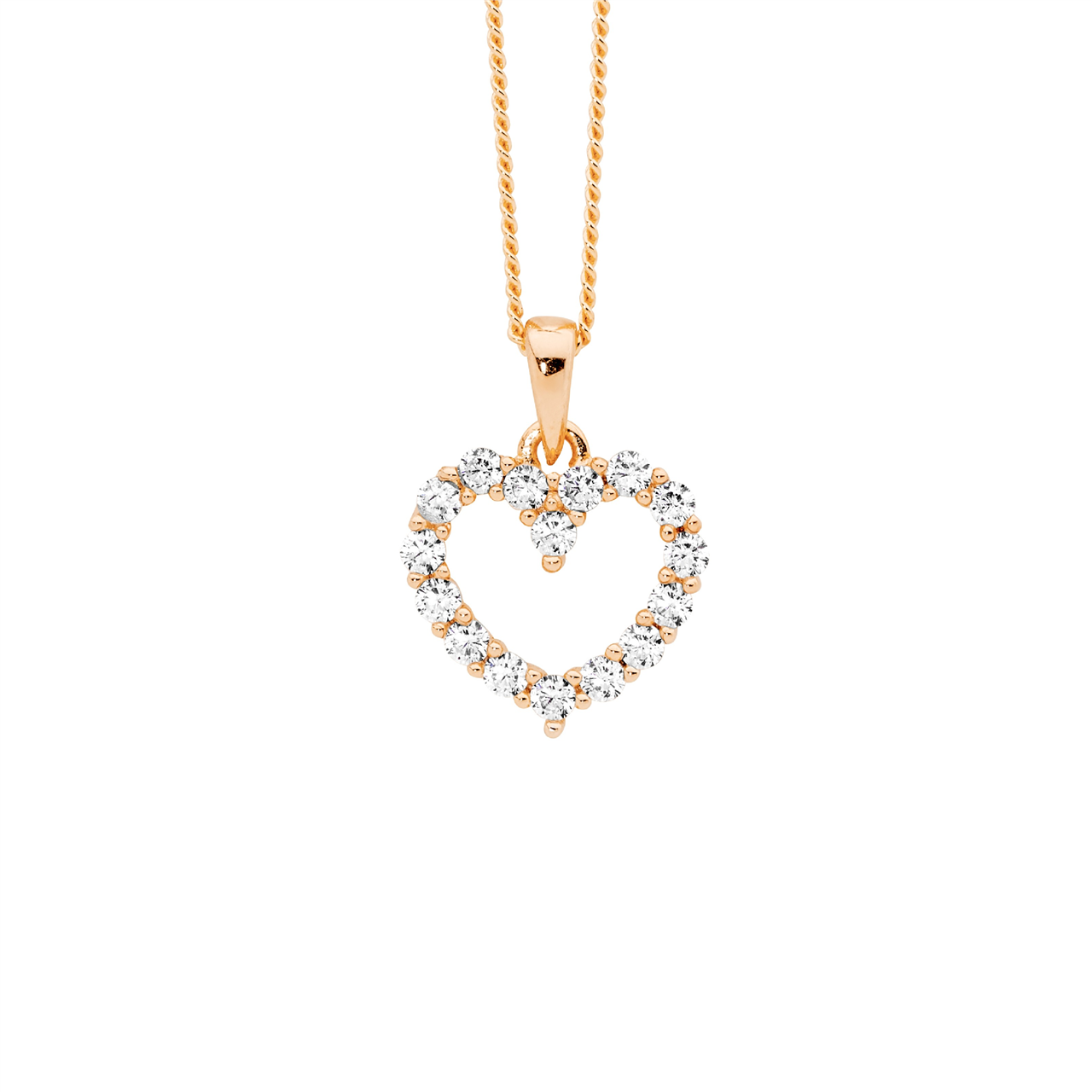 Sterling Silver Rose Gold Plated Heart Pendant
