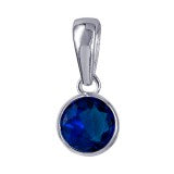 Stg Silver Bezel Set 6mm Glass Birthstone Pendant - September
