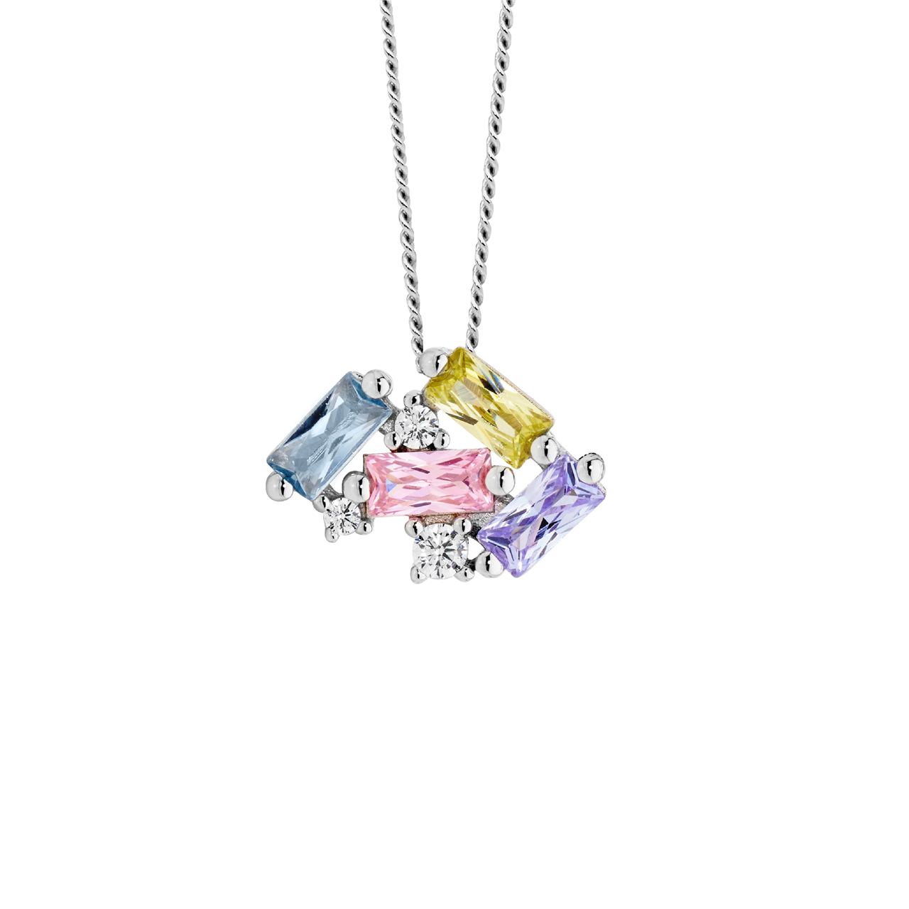 Sterling Silver Fancy Cubic Zirconia Claw Set Pendant
