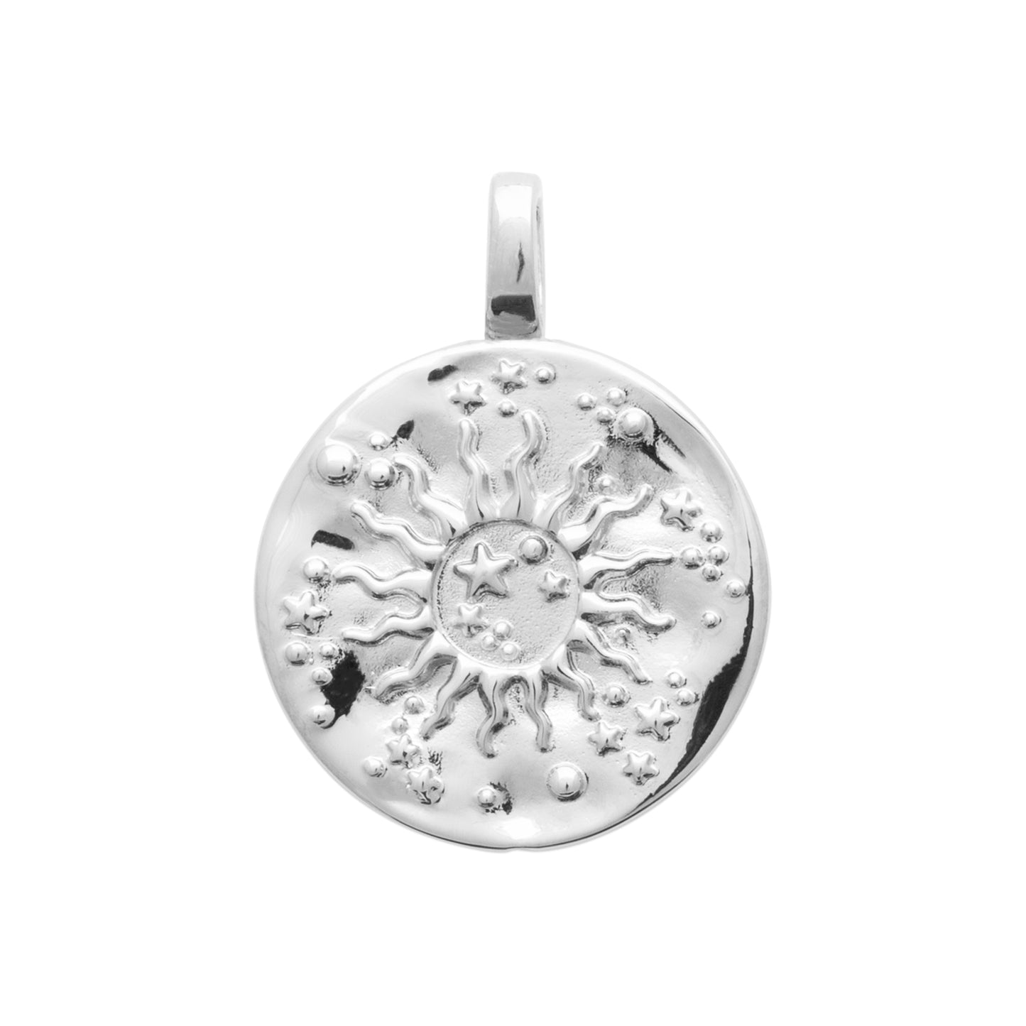 Sterling Silver Rough Sun Disc Pendant