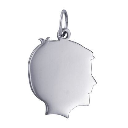 Sterling Silver Engraving Shape Pendant- Boy