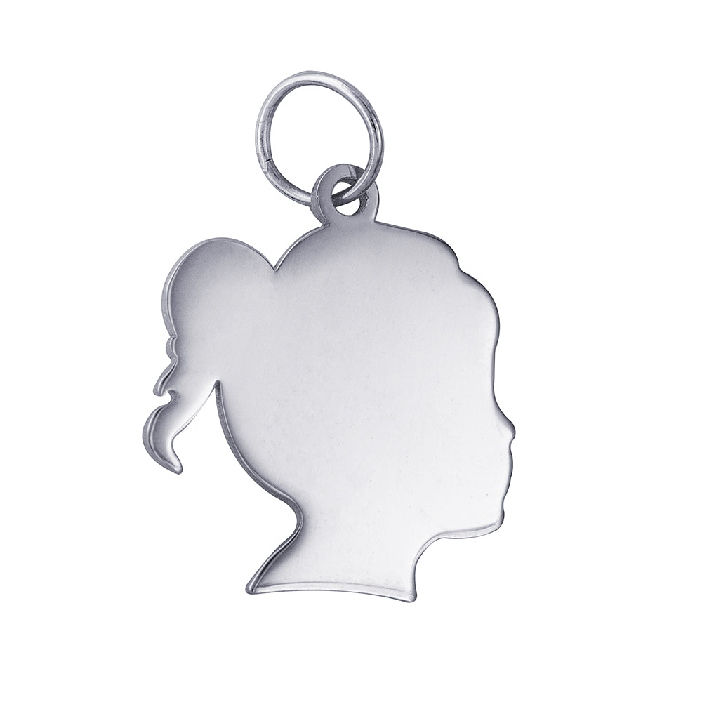 Sterling Silver Engraving Shape Pendant-Girl