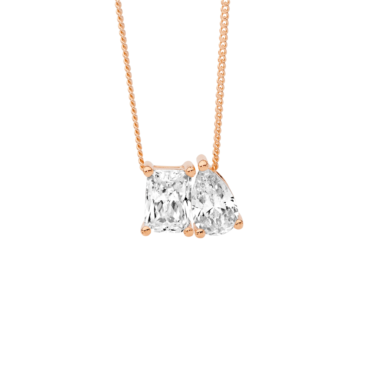 Sterling Silver Rose Gold Plated Cubic Zirconia Pendant