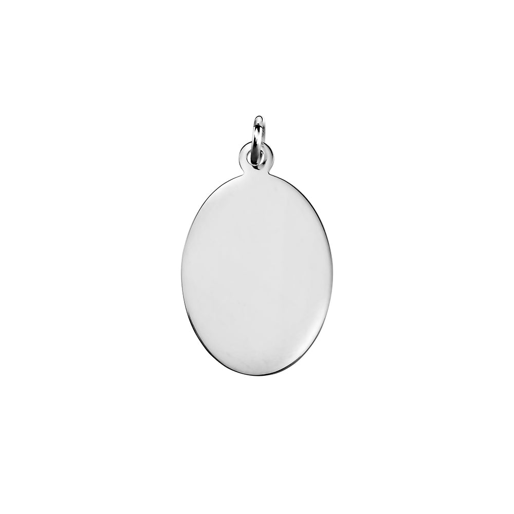 Sterling Silver Flat Oval Pendant