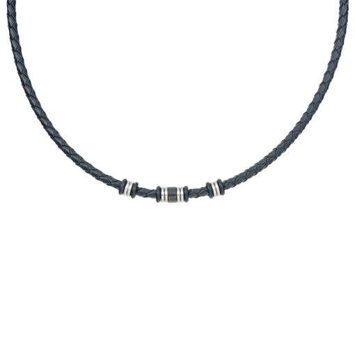 Stainless Steel Leather Necklace and Bead Detail