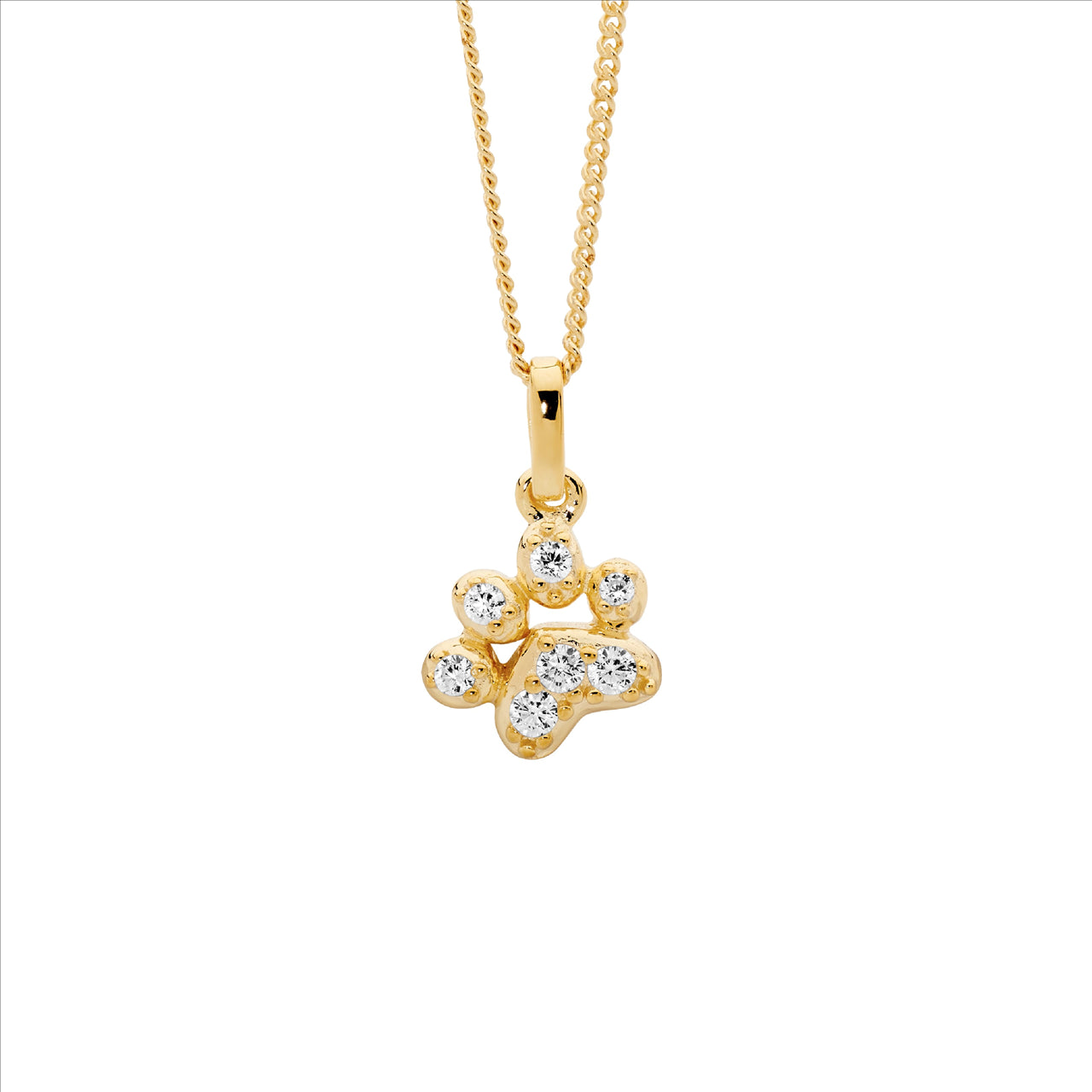 Sterling Silver Cubic Zirconia Paw Pendant | Yellow Gold Plating