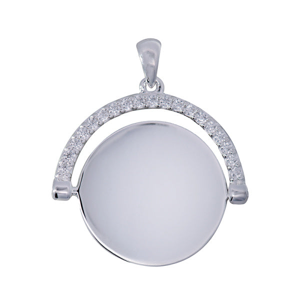 Sterling Silver Spinner Pendant with Cubic Zirconia