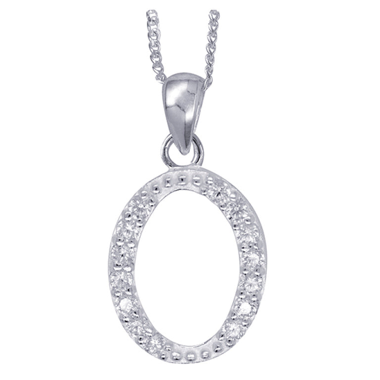 Sterling SIlver Cubic Zirconia Initial Pendant