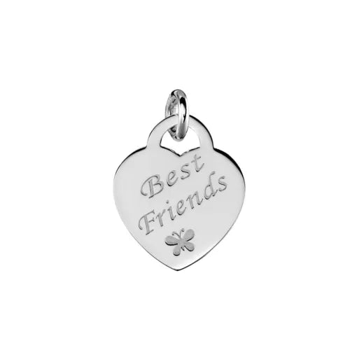 Sterling Silver Heart Best Friends Pendant