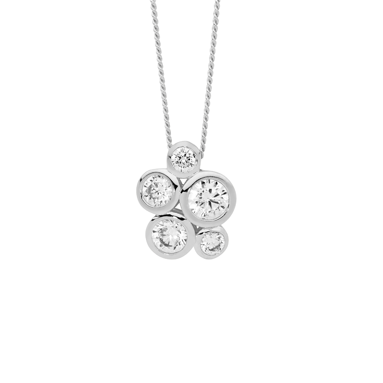 Sterling Silver Cubic Zirconia Cluster Pendant