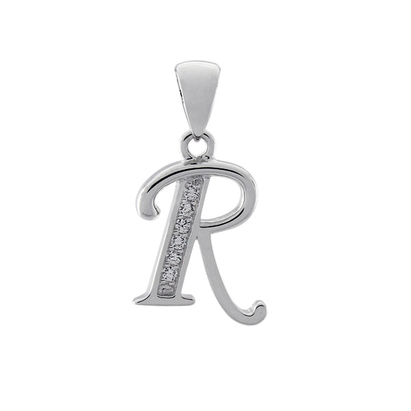 Sterling Silver Cubic Zirconia Block Initial