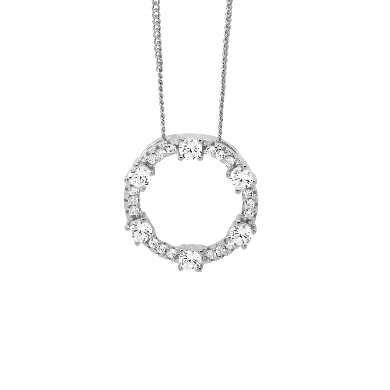 Sterling Silver Cubic Zirconia Circle Pendant