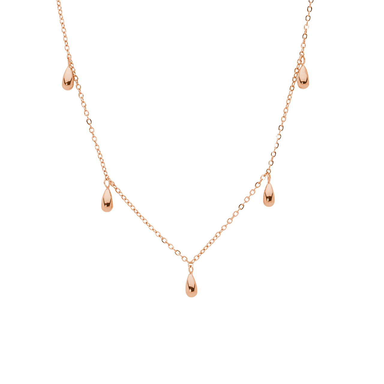 Stainless Steel Necklace with Tear Drops | Rose Gold IP Plating