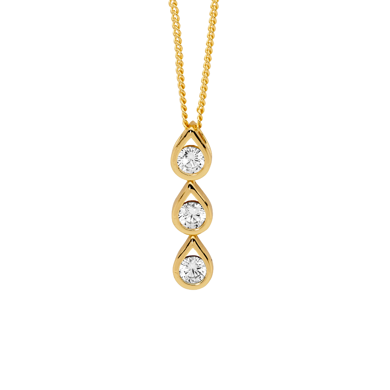 Sterling Silver Cubic Zirconia Drop Pendant | Gold Plating