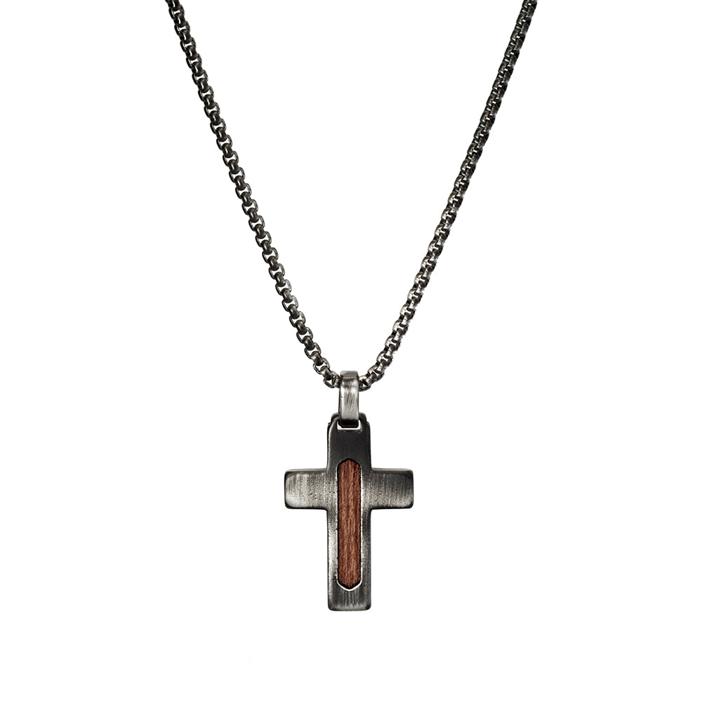 Stainless Steel Mens Cross Pendant Necklace