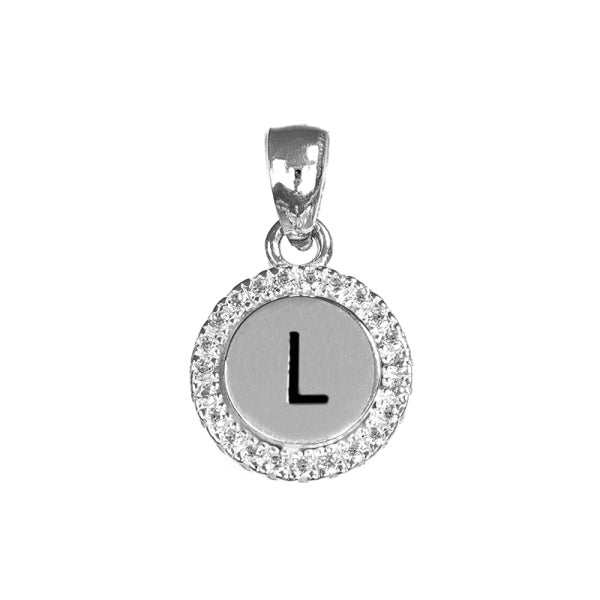 Sterling Silver CZ Round Initial Pendant