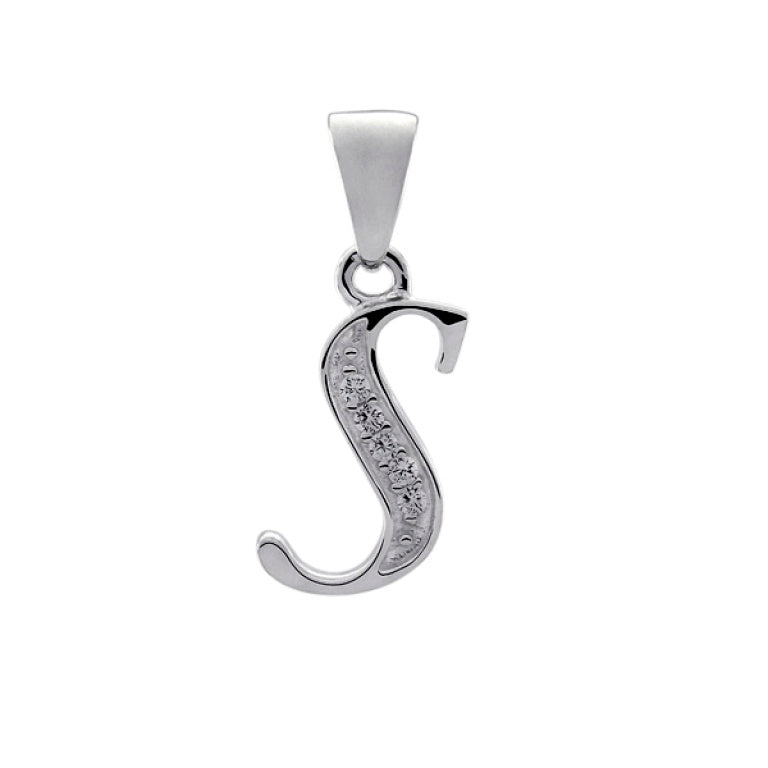 Sterling Silver CZ Block Initial Pendant