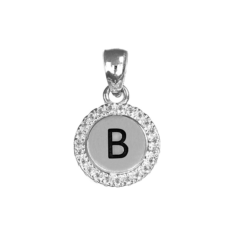 Sterling Silver Round Cubic Zirconia Initial