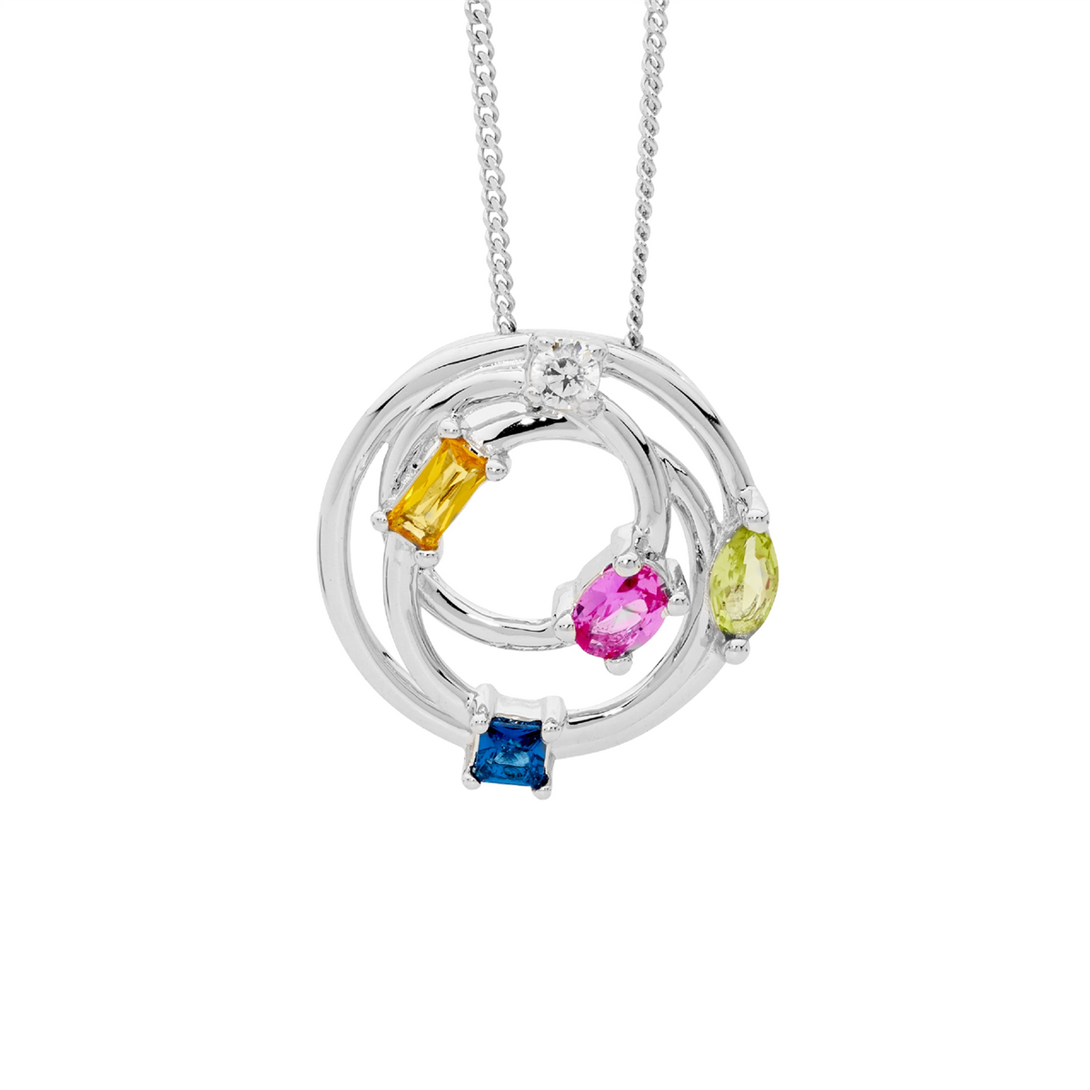 Sterling Silver Cubic Zirconia Circles Pendant