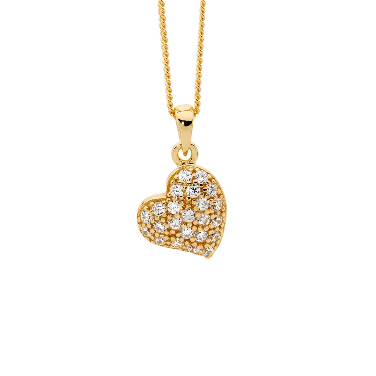 Sterling Silver Cubic Zirconia Heart Pendant | Gold Plating