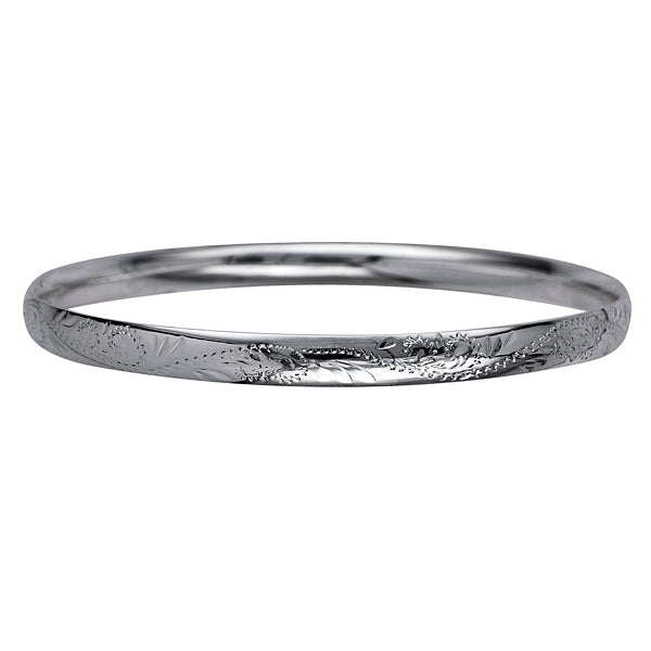 Sterling Silver Engraved Solid Bangle