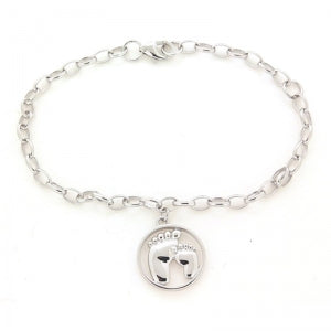 Stg Silver Bowie Belcher Bracelet with Little Feet Charm