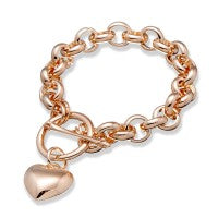 Rose Gold Plated Heart Bracelet with T-Bar