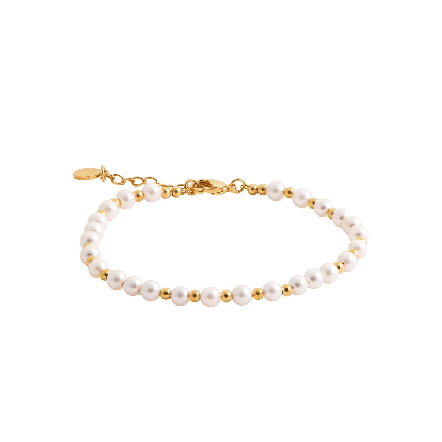 18ct Yellow Gold Plated Alloy Synthetic Gemstone Ball Bracelet 18cm