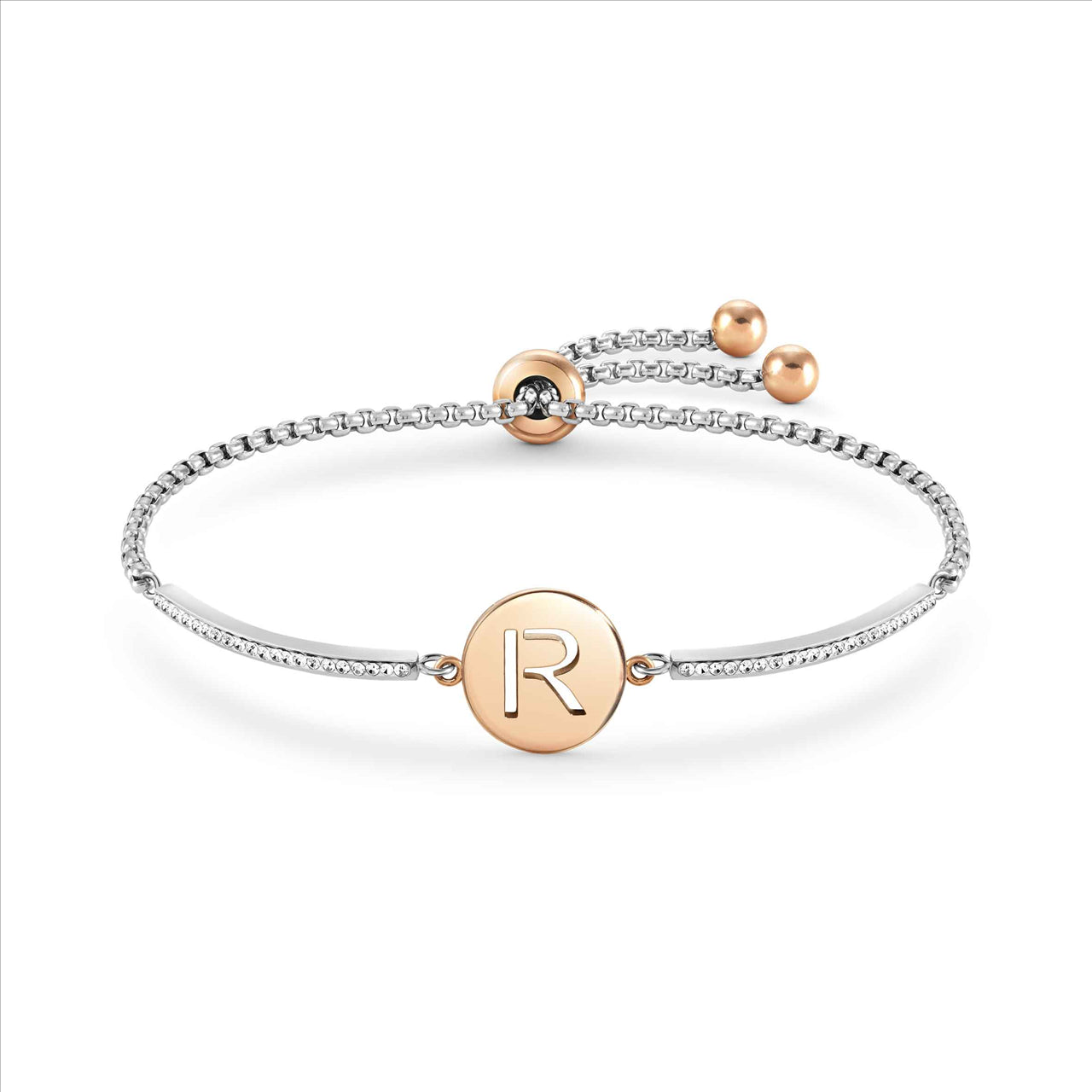 Milleluci 'R' Bracelet with Cubic Zirconia | Steel & Gold Plated