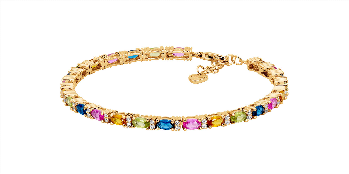 Sterling Silver Gold Plated Multi Coloured Cubic Zirconia Bracele