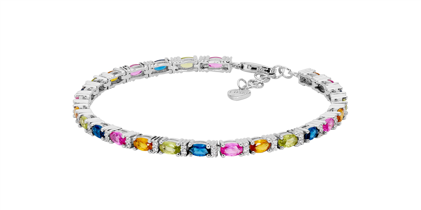 Sterling Silver Multi Coloured Cubic Zirconia Bracelet