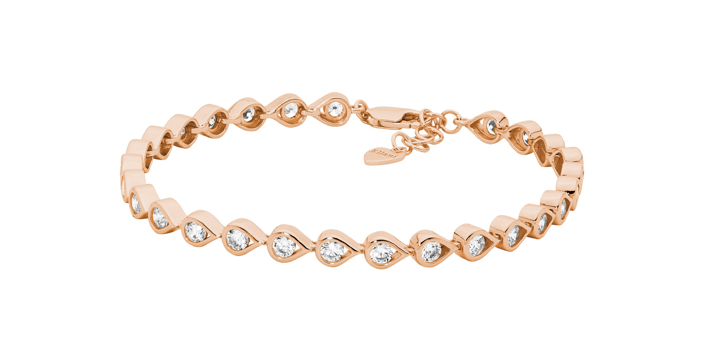 Sterling Silver Cubic Zirconia Bracelet | Rose Gold Plating