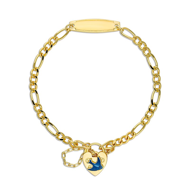Bluebird Figaro Bracelet 1+3 with ID | Yellow Gold Plated