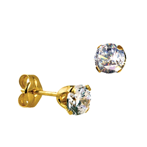 Sterling Silver 5mm Round Claw Set earrings (gold version is shown in picture)