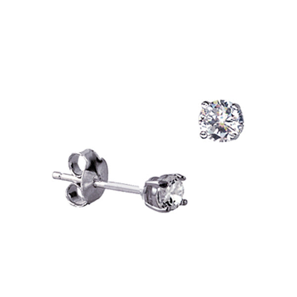 Sterling Silver 3mm 4 Claw Round CZ Studs