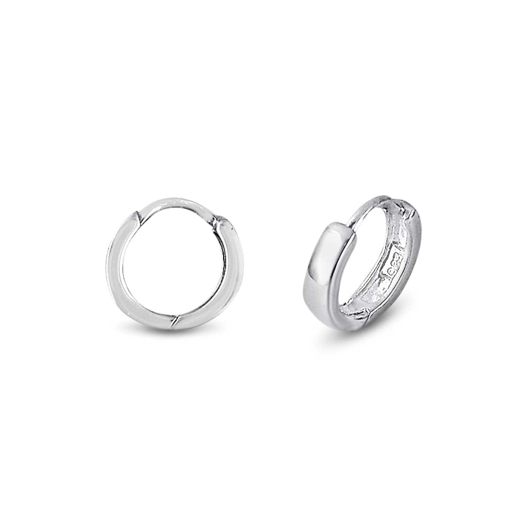 Sterling Silver Tiny Huggie plain 8mm Square Edge