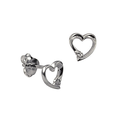 Sterling Silver Heart Cubic Zirconia Earrings