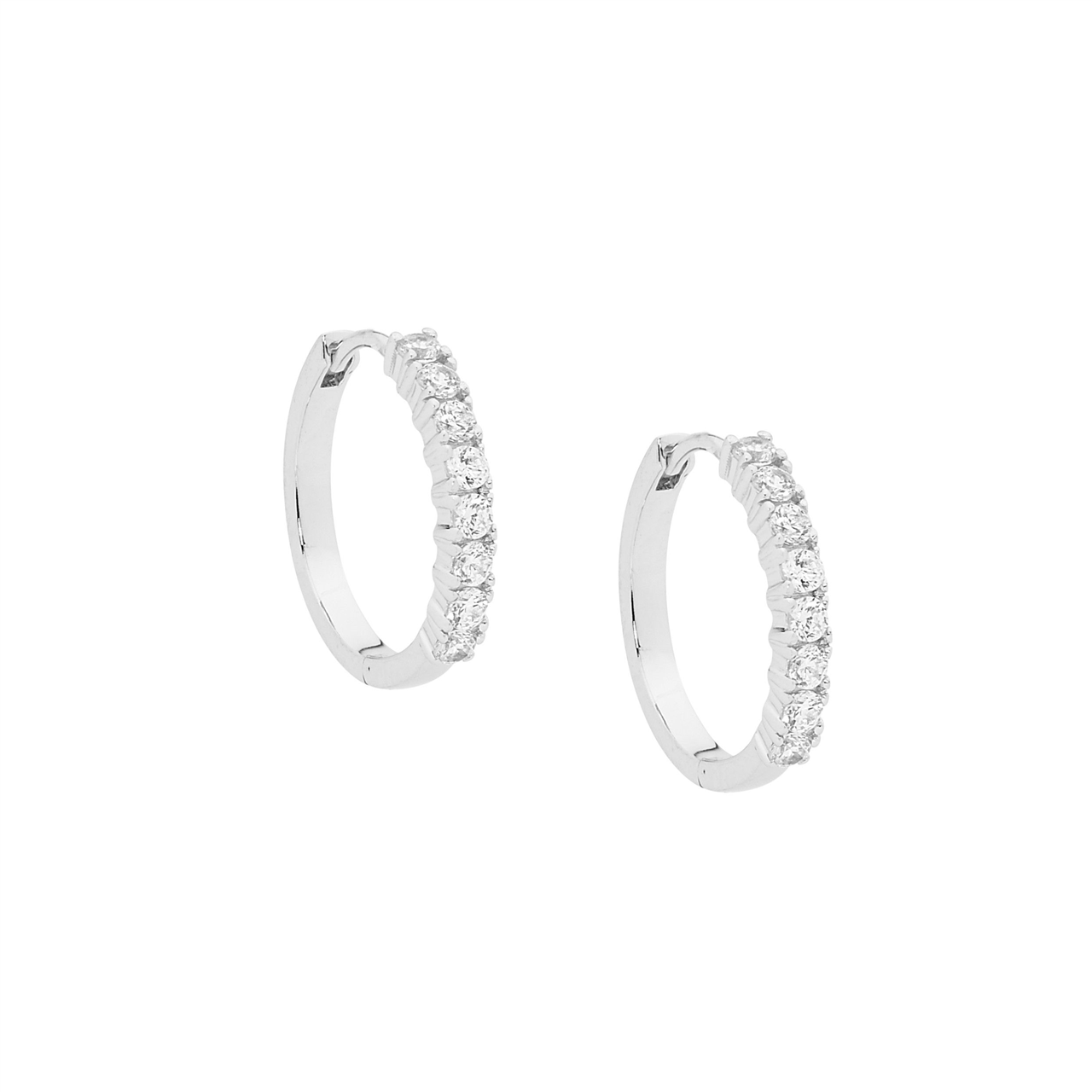 Sterling Silver Cubic Zirconia 15mm Hoop Earrings