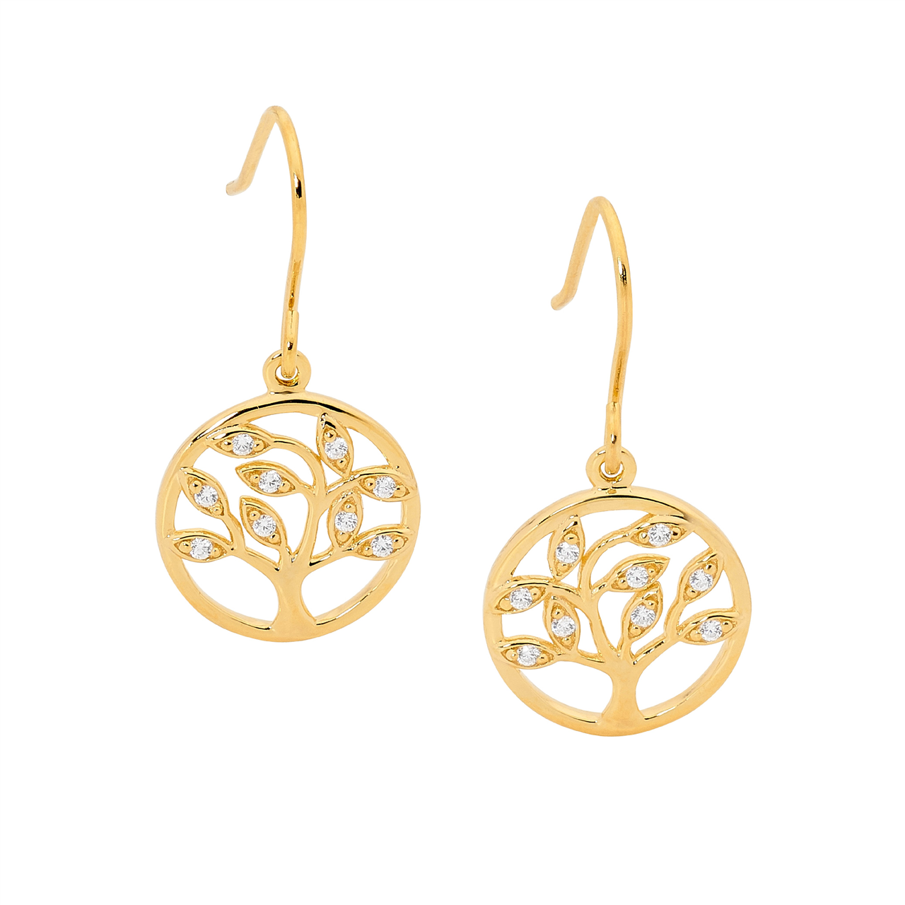 Sterling Silver Cubic Zirconia Tree of Life Earrings