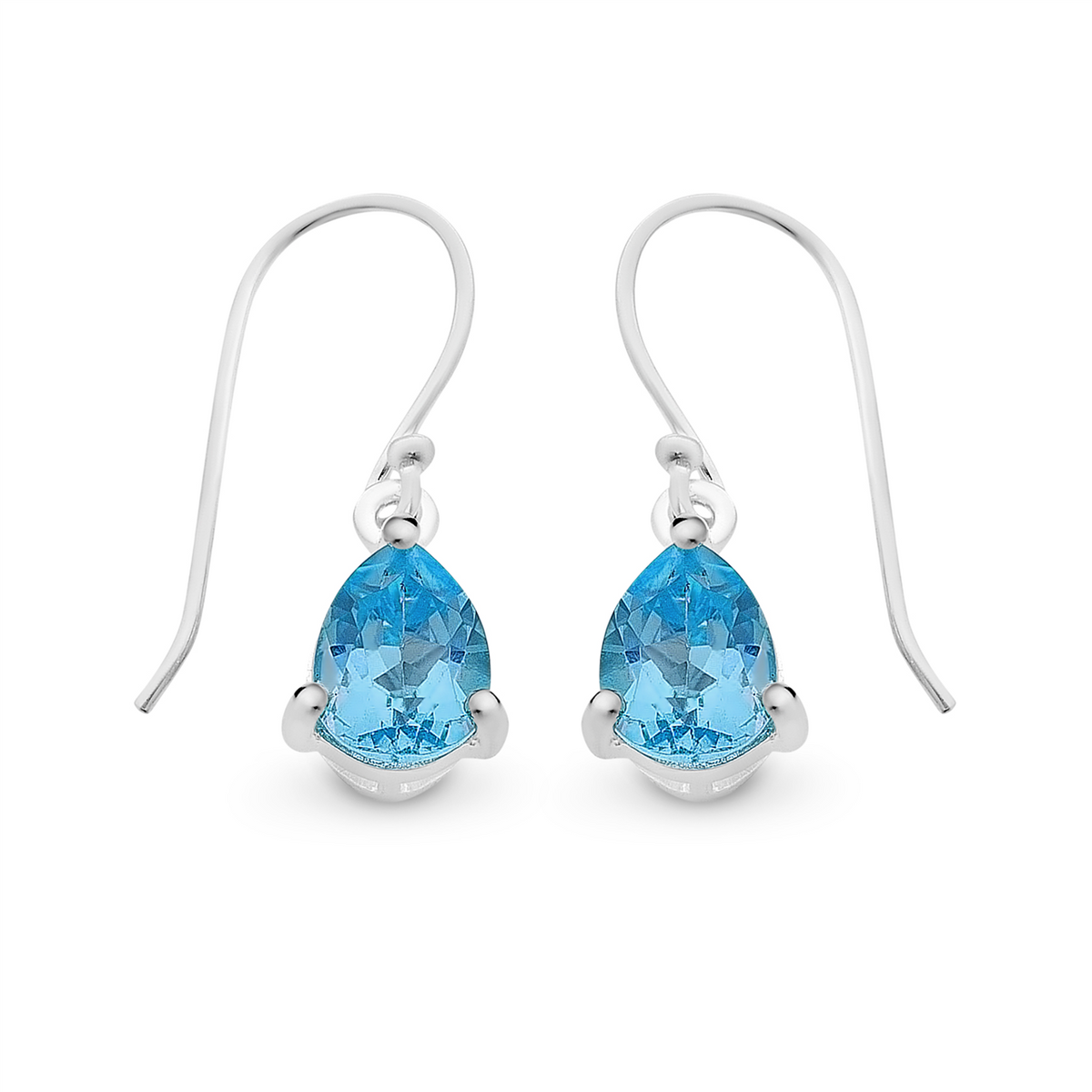 Sterling Silver Blue Topaz drop earrings