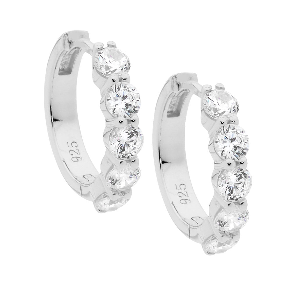 Sterling Silver Cubic Zirconia Hoop Earrings