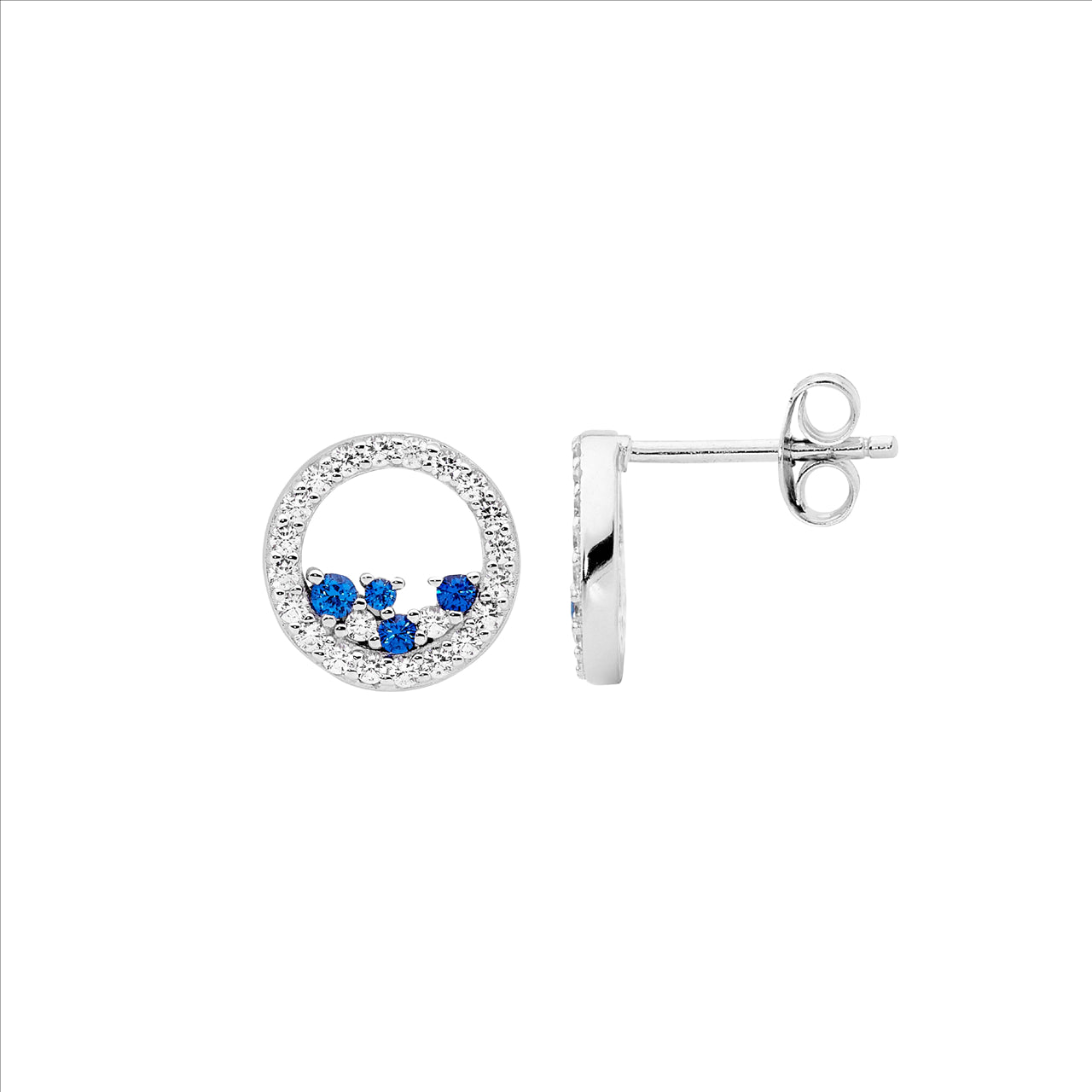 Sterling Silver Cubic Zirconia Open Circle Stud Earrings