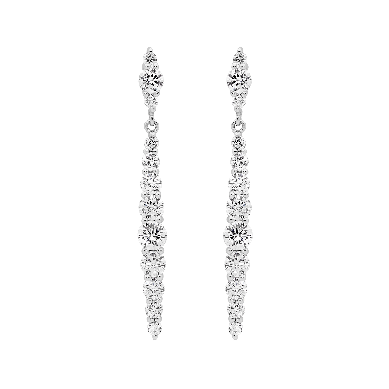 Sterling Silver Gradual CZ to Centre Drop Earrings