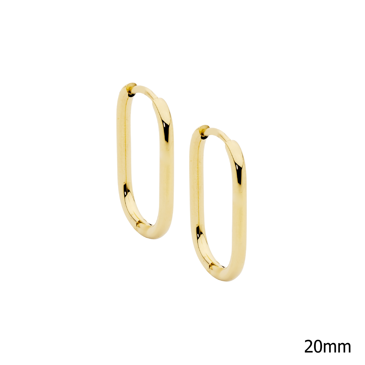 Stainless steel 20mm oval hoop earrings w/gold IP plating