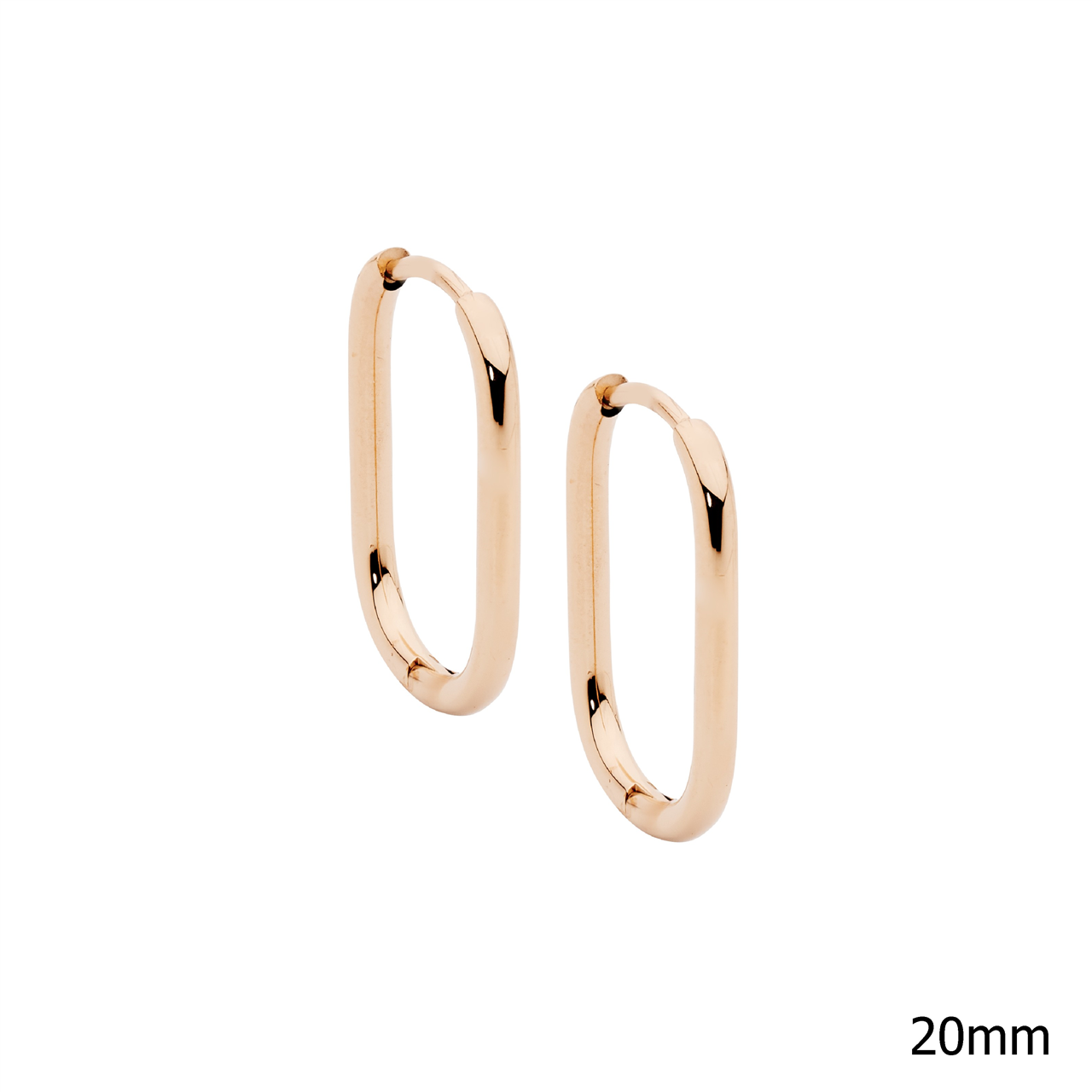 Stainless steel 20mm oval hoop earrings w/rose gold IP plating