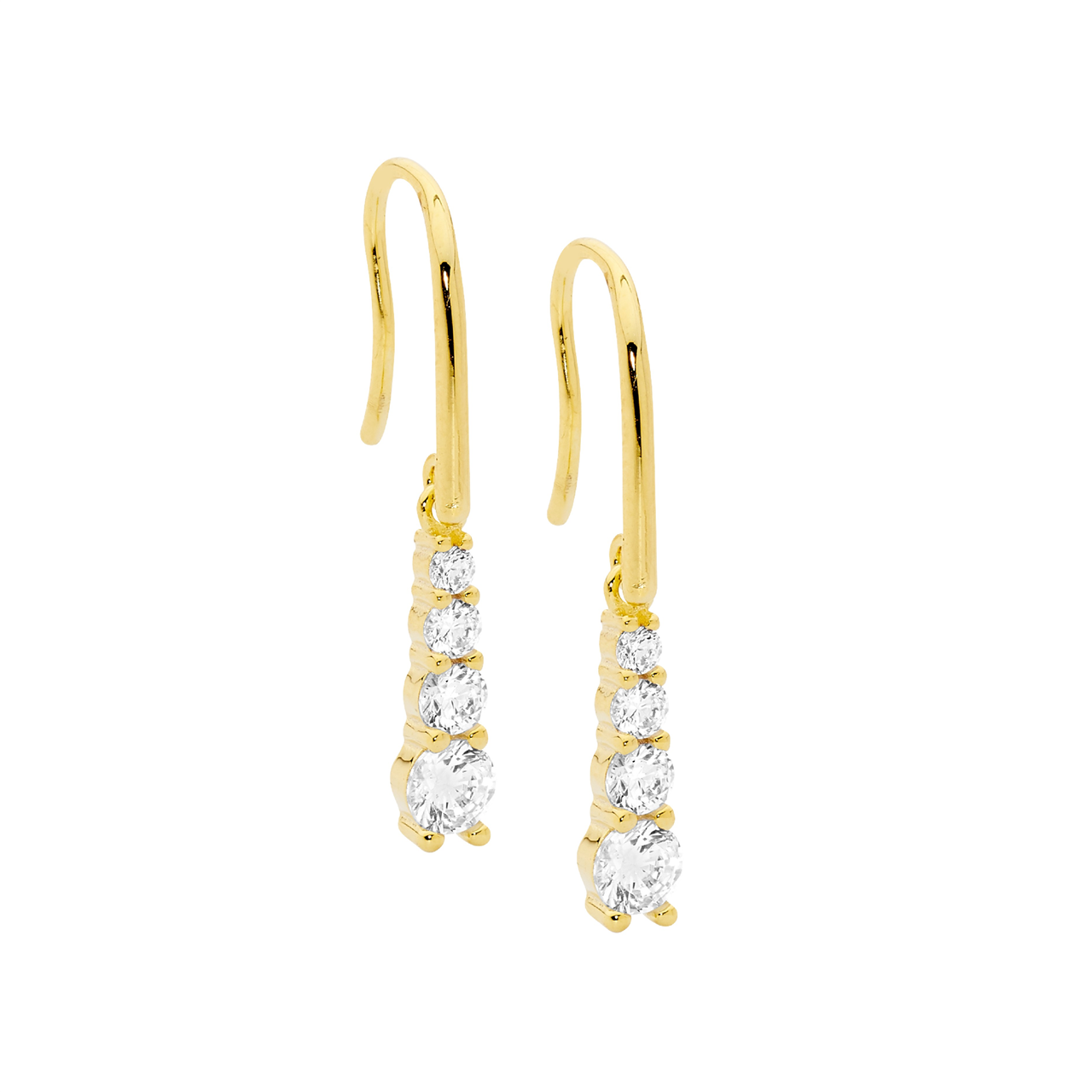 Sterling Silver Graduated Drop Earrings | Gold Plated
