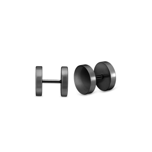 Stainless Steel Men’s Circle Stud Black